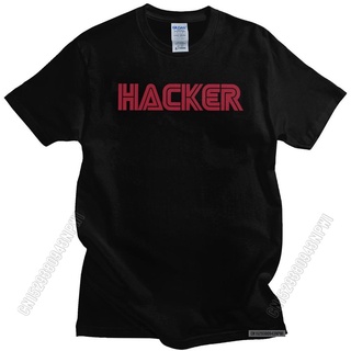 เสื้อยืดผู้ 【สไตล์ฮาราจูกุ】เสื้อยืดคอกลม ผ้าฝ้าย 100% พิมพ์ลาย Mr Robot Hacker สําหรับผู้ชาย S-5XL