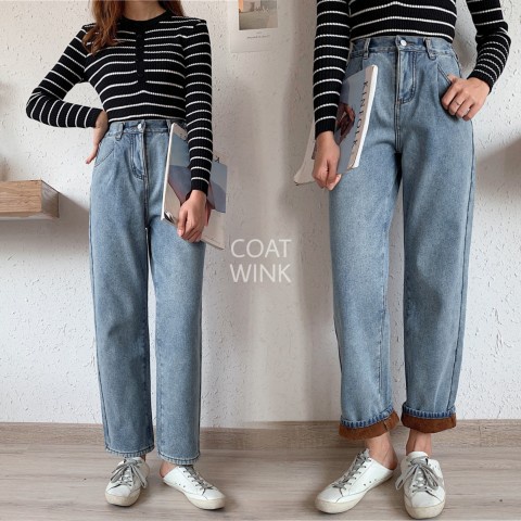 กางเกงยีนส์กันหนาว กางเกงบุขน LALA DENIM WARM PANTS