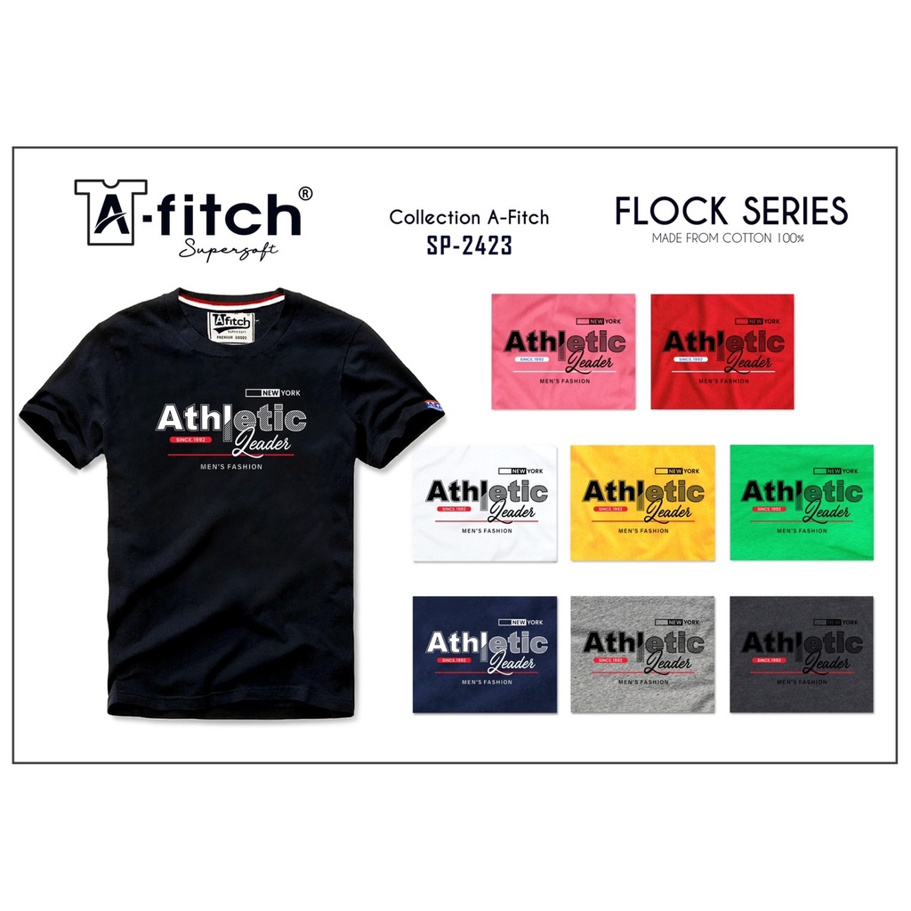 A-FITCH Supersoft T-Shirt SP-2423 เสื้อยืด คอกลม สกรีนกำมะหยี่ ลายสวย ผ้านุ่ม สวมใส่สบาย