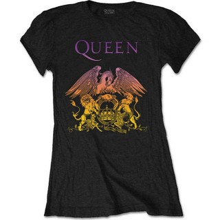 เสื้อยืดผ้าฝ้ายCOTTON Queen Gradient Crest Fitted Men T Shirt short sleeve round neck fashionS-5XL