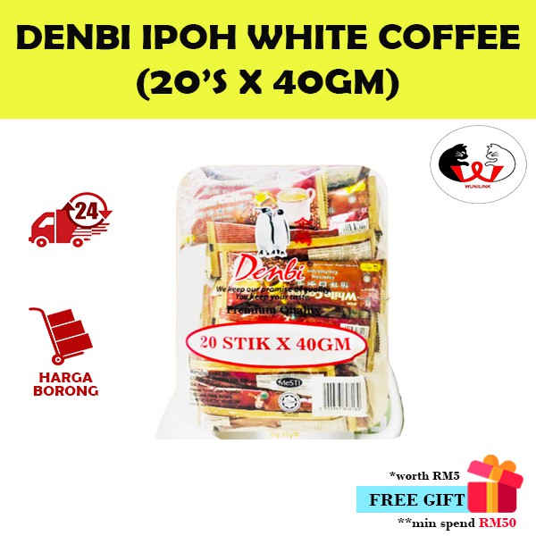 Denbi Ipoh White Coffee/Kopi Kopi Putih Denbi Penguin Brand White Coffee [20s x 40gm]
