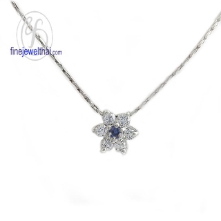 Finejewelthai-จี้ไพลิน-ไพลิน-จี้เพชรCZ-จี้พลอย-พลอยประจำเดือนเกิด-Blue-Sapphire-Silver-Pendant-Birthstone-P1023bl00_2