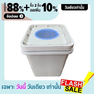 ถังไฮโดรโปนิกส์ พร้อมเจาะฝาเรียบร้อย พร้อม ตะกร้าปลูกผัก Hydroponics bucket Grow Smart ถังปลูกไฮโดรโปรนิกส์กระถางปลูกผัก