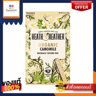 Heath and Heather Organic Camomile Herbal Tea Naturally Caffeine Free 20g