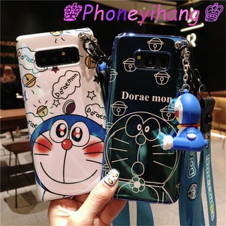 เคสโทรศัพท์มือถือแบบนิ่ม ลายโดเรม่อน 3D พร้อมตุ๊กตา และสายคล้อง สําหรับ Samsung Galaxy S23 S22 S21 S20 Plus FE Note 20 Ultra Note 10 S10 Lite A24 A54 A34 A14 A23 A73 A53 A33 A13