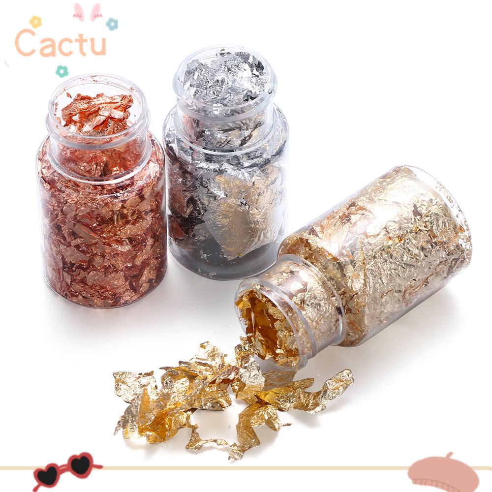 Cactu 3 Bottle Shiny Gold Leaf Flake Sequins Resin Mold Fillings Gold Foil Jewelry Making Tool