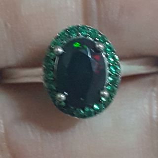 แหวนโอปอลดำ size 8 (Natural black opal ring)