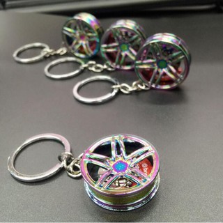 Auto Wheel Rim Keychain JDM Key Chain Auto Turbo Keyring Creative Keychain