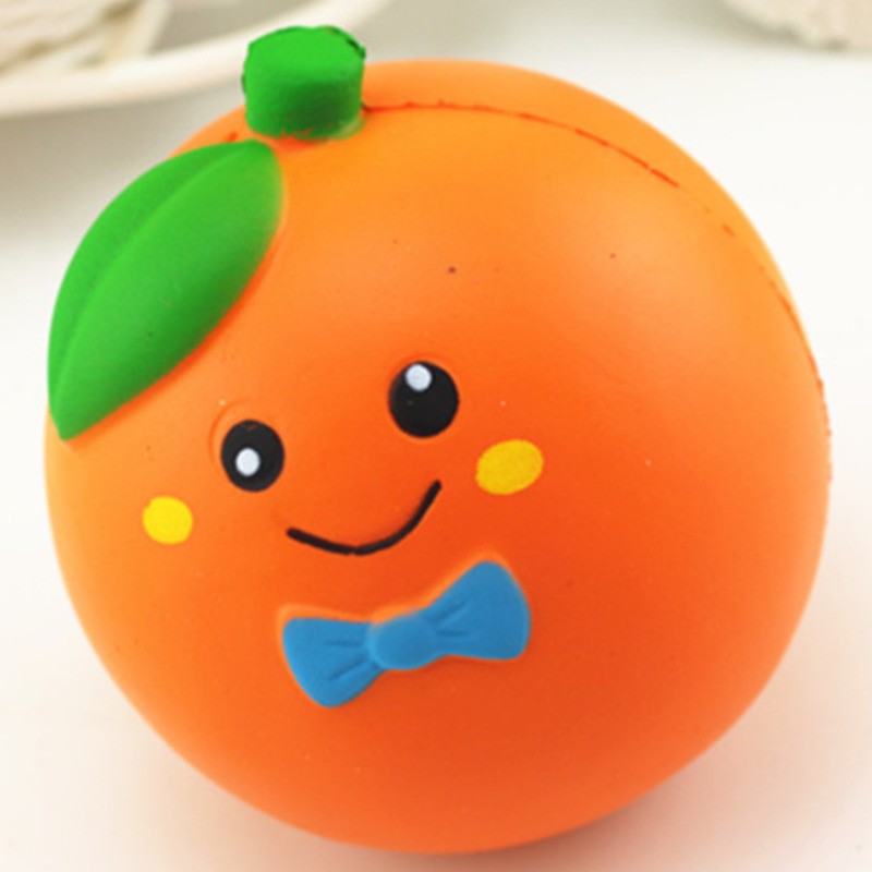 ตุ๊กตาสกุชชี่ รูปอิโมจิ ผลไม้ปลอม แบบนิ่ม ขนาด 10 ซม. สีส้ม