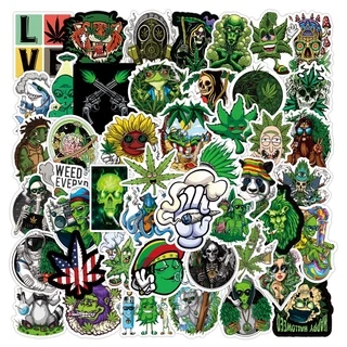 พร้อมส่ง!กัญชาไทย green plants sticker สติกเกอร์ กันน้ำ รูปแบบที่แตกต่างกัน KFC starbuck weed 50ชิ้น