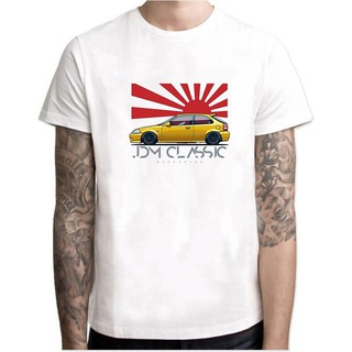 Jdm เสื้อยืดแขนสั้นสีขาวพิมพ์ลาย Civic Ek Gtr Car สไตล์วินเทจสําหรับผู้ชาย SY09