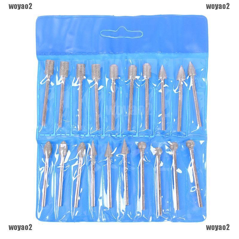 20Pcs 3mm Shank Diamond Grinding Burr Drill Bits Sets For Jewelry ...