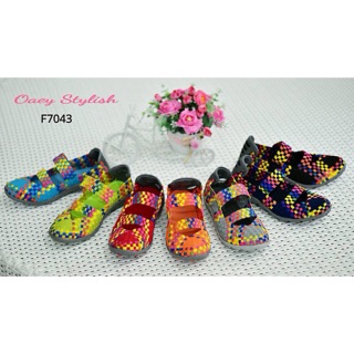 F043 พร้อมส่ง รองเท้าเพื่อสุขภาพ style sport girls รุ่น colorful ส้นแบน ผสมผสานระหว่างรองเท้าผ้าใบกั