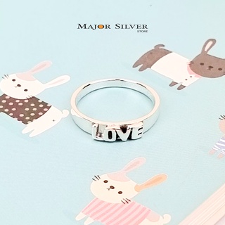 🎁 แหวนเงินแท้ 92.5% แหวน LOVE เรียบๆ แฟชัน สไตล์โมเดิร์น แหวนเงินแท้ 100 Major Silver  :  E-V-LOVE-11