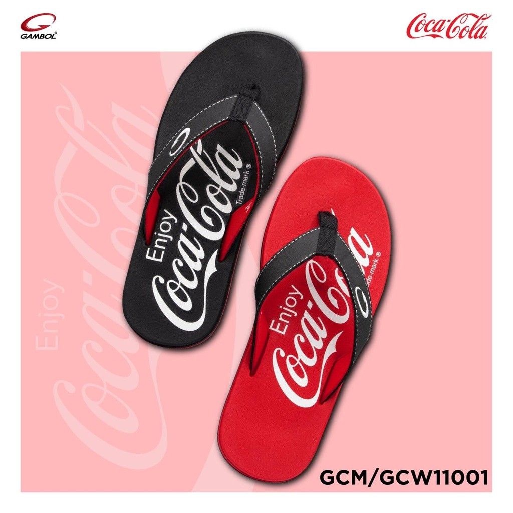 รองเท้าแตะโค้กคู่สุดท้าย GAMBOL [Coca-Cola Collection Size 42 - สลับสี (GCM/GCW11001) Limited] ดำ/แดง Coke Flip-Flop