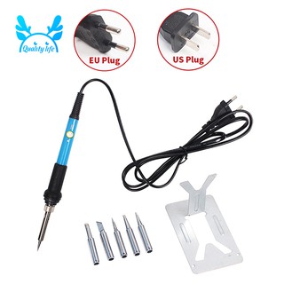 ✨60W Adjustable Temperature Electric Soldering Iron Handle Heat Pencil Tool With Iron Tips Stand