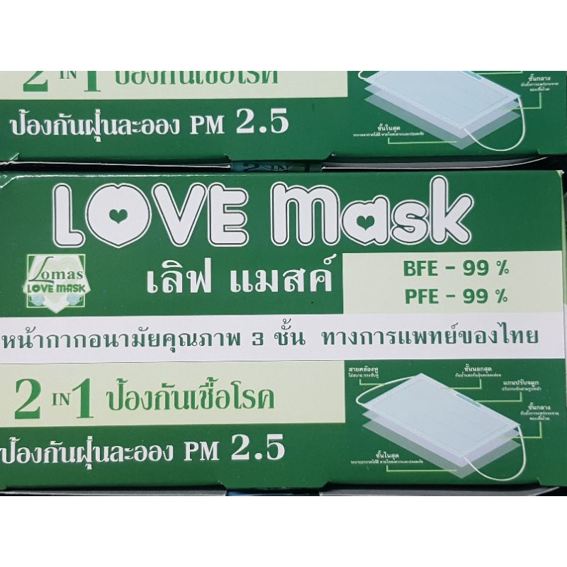 หน้ากากอนามัย LOVE MASK (Surgical mask) 1 กล่อง 50 ชิ้น