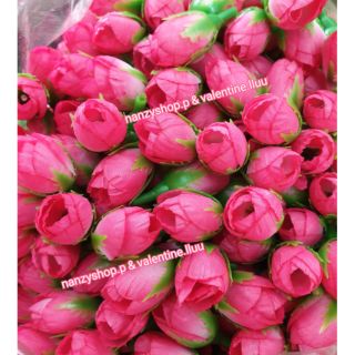(*มีKERRY) กุหลาบตูม ผ้า สีบานเย็นกลีบบัว *ตกแต่ง