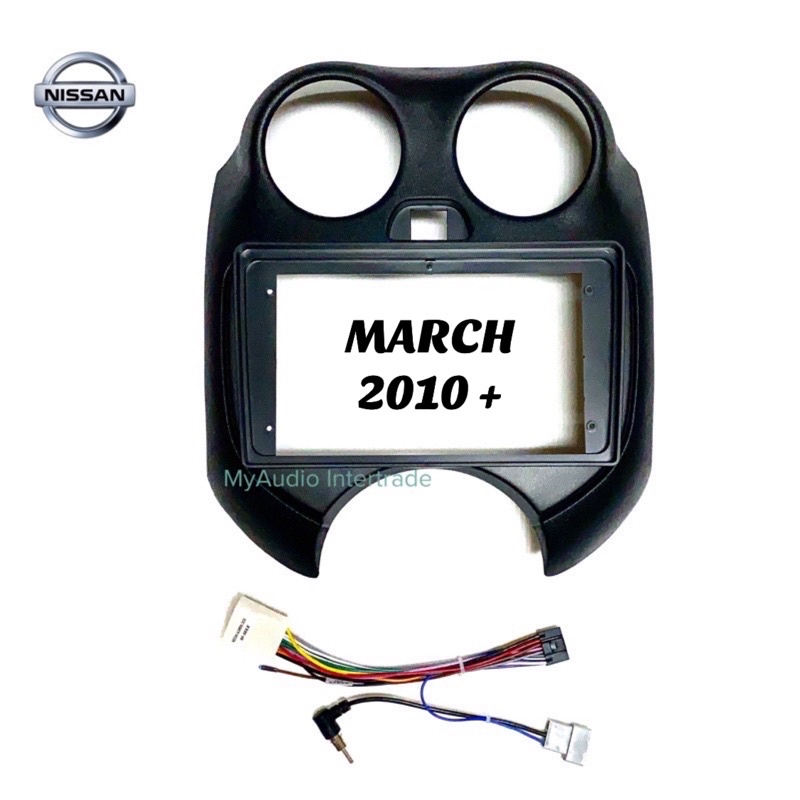 หน้ากาก NISSAN MARCH 2010-2012 สำหรับจอ 9” พร้อมปลั๊กตรงรุ่น