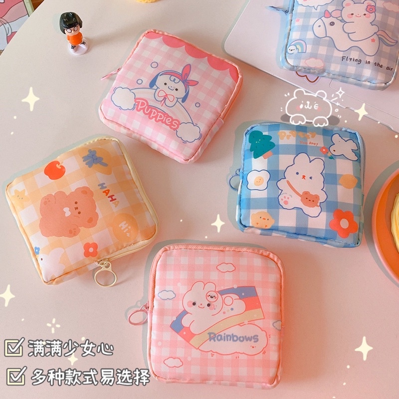 กระเป๋าใส่เครื่องสำอางค์ ใส่ผ้าอนามัย ลายน่ารัก พกพาง่าย ใส่ของได้เยอะ