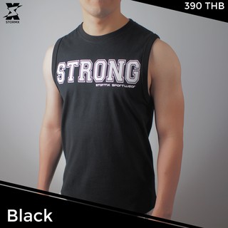 เสื้อแขนกุด​ สีดำ Strong