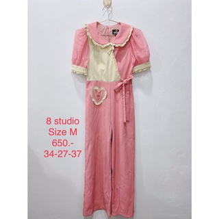 จั๊มสูทขายาว สีชมพู ผูกเอวข้าง 8 STUDIO SIZE M