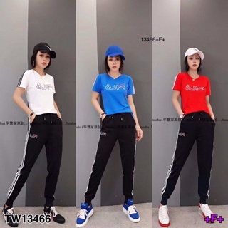 👗Pfashion [ส่งไว!!🚛] P13466 Set ชุดวอร์ม เสื้อคอกลม+กางเกงขายาวปักลาย Set of tracksuit, round neck top + embro