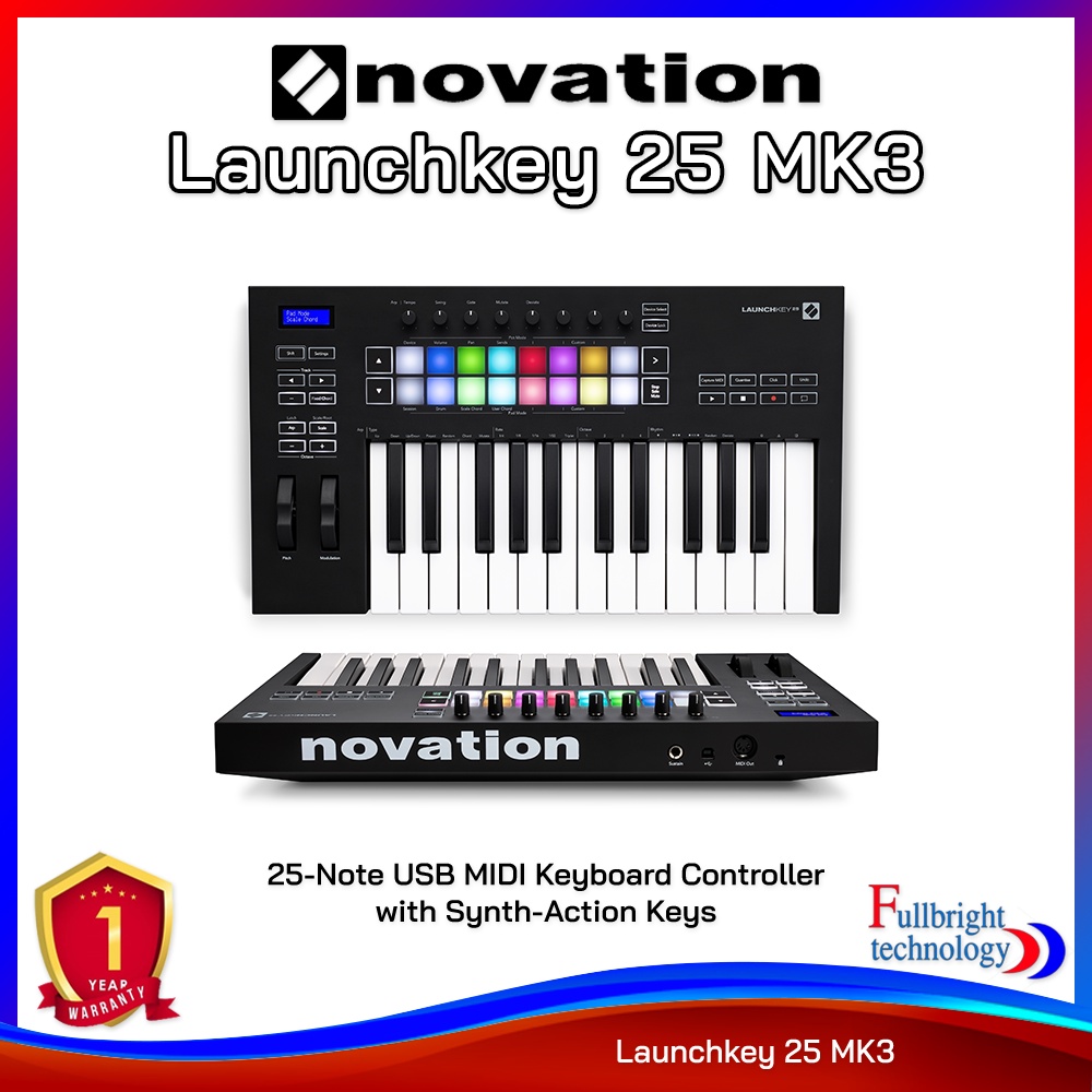 Novation Launchkey 25 MK3 มาพร้อมกับ Hardware และ Softwareเชื่อมต่อได้ทั้ง PCและMac ประกันศูนย์ 1 ปี