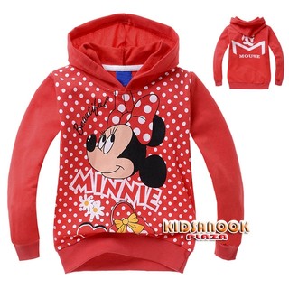 LV12652 เสื้อแขนยาว Minnie Mouse มีฮูด ลายสกรีน (Import) ผ้ายืด เนื้อดี ยืดได้ตามตัว ใส่สบาย ไม่หนา