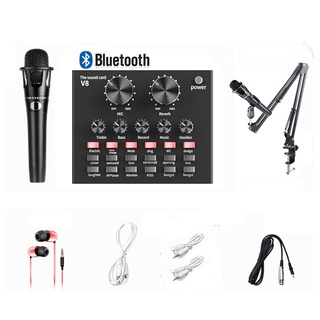 Audio Stereo Headset Microphone Webcast Streamer Live Sound Card(Bluetooth)V8 BT USBเสียงชุดหูฟังไมโครโฟน Webcast