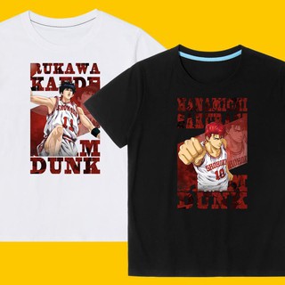 เสื้อยืด Slam Dunk Anime อุปกรณ์ต่อพ่วงเสื้อผ้า Sakuragi ดอกไม้แผนที่ Rukawa Maple Mitsui การ์ตูนบาสเกตบอลหลวมแขนสั้นเสื