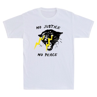 No Justice No Peace Panther Vintage Mens T-Shirt Short Sleeve Top Cotton Tee Casual Loose Streetwear Hip Hop Print Men