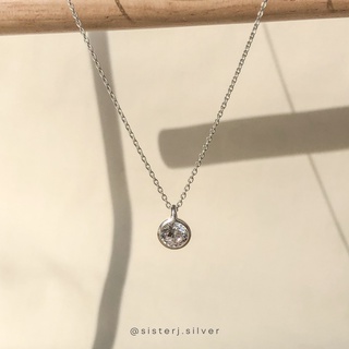 Sister J. round cz diamond necklace 7 mm สร้อยคอเงินแท้ / silver925