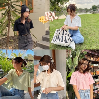 เสื้อครอปโปโล mini waffle - Jigsawjeans