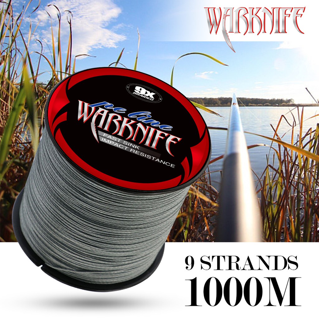 ใหม่ Strong Tali Pancing Warknife 9 Strands 1000M สายตกปลาถัก Jigging PE Line Tali Pancing