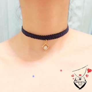 Choker. สายคลาสสิค จี้กรอบสี่เหลี่ยมทอง