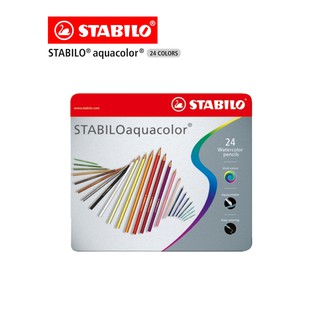 [Official Store] STABILO Aquacolor ดินสอสี สีไม้ กล่องเหล็ก ชุด 24 สี