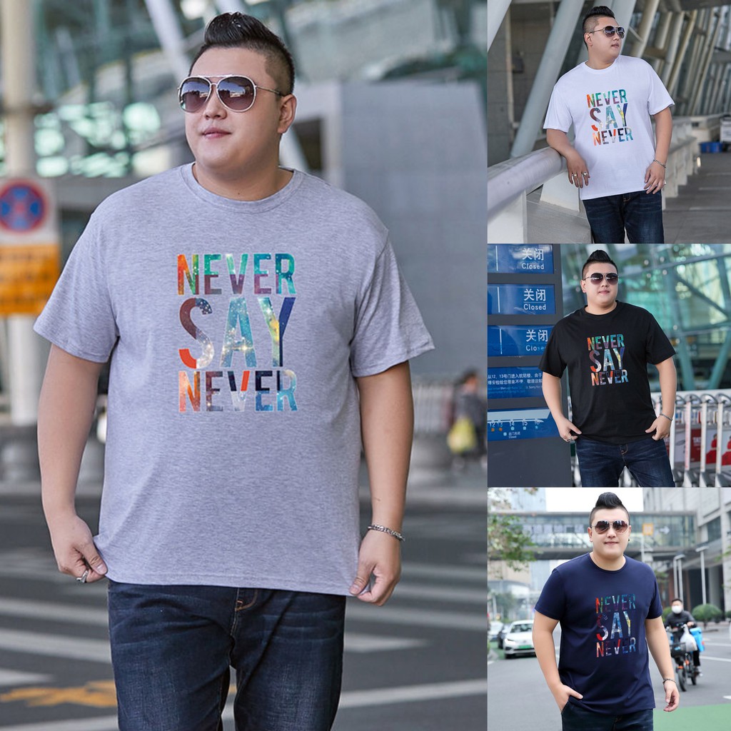 พร้อมส่ง(XXL-6XL）เสื้อยืดคนอ้วนไซส์ใหญ่คอกลมแฟชั่นผู้ชาย