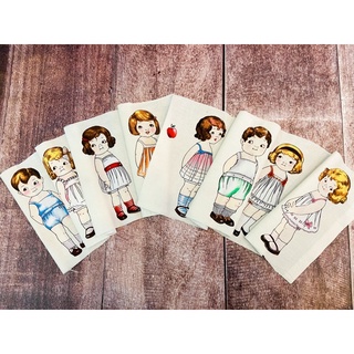 PaperDoll ขนาด 8 ตัว ผ้าคอตตอนอเมริกา วินเทจ โบราญ หายาก ลายเด็กผู้หญิง