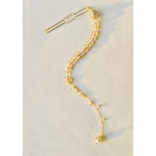 ปิ่นปักผม ดอกรัก ลง อีนาเมลขาว พินปักผม long hairpin crown flower with freshwater pearl