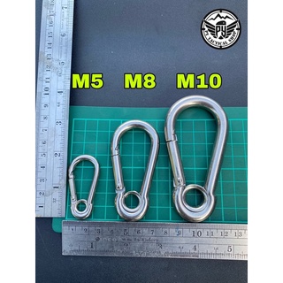 คาราบิเนอร์มีห่วง  Carabiners  สแนปลิงค์ สแตนเลส 304 รุ่นมีห่วง