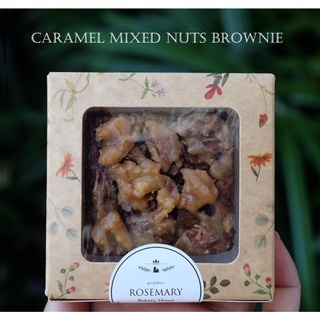 🎅🎄 CARAMEL MIXED NUTS BROWNIE 🎄🎅 คาราเมลมิกซ์นัท-บราวนี่ส์แฟนซี🎅🎄FANCY BROWNIES ⭐️ชิ้นใหญ่ ( 7.5x7.5 cm.