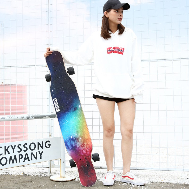 สเก็ตบอร์ดProfessional Skateboard Freestyle Longboard Dance 7-Layer AAA Maple Deck 46 * 9.1 * 5.1 In