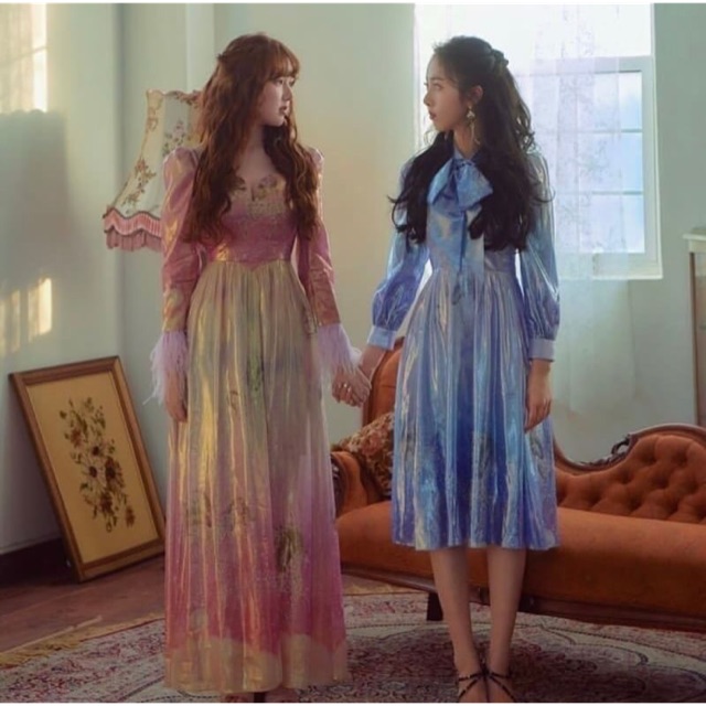 Bishop sleeve tie neck dress