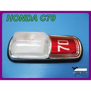 HONDA C70 HORN COVER "RED" LOGO with DIM LIGHT // โลโก้บังแตร ไฟหรี่ สีแดง งานสวย สินค้าคุณภาพดี