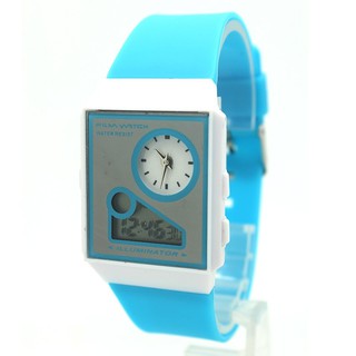 Zilin Watch นาฬิกาผู้หญิงและเด็ก สายยาง 2 ระบบ เข็มและDigital-Z0012 (Light blue)