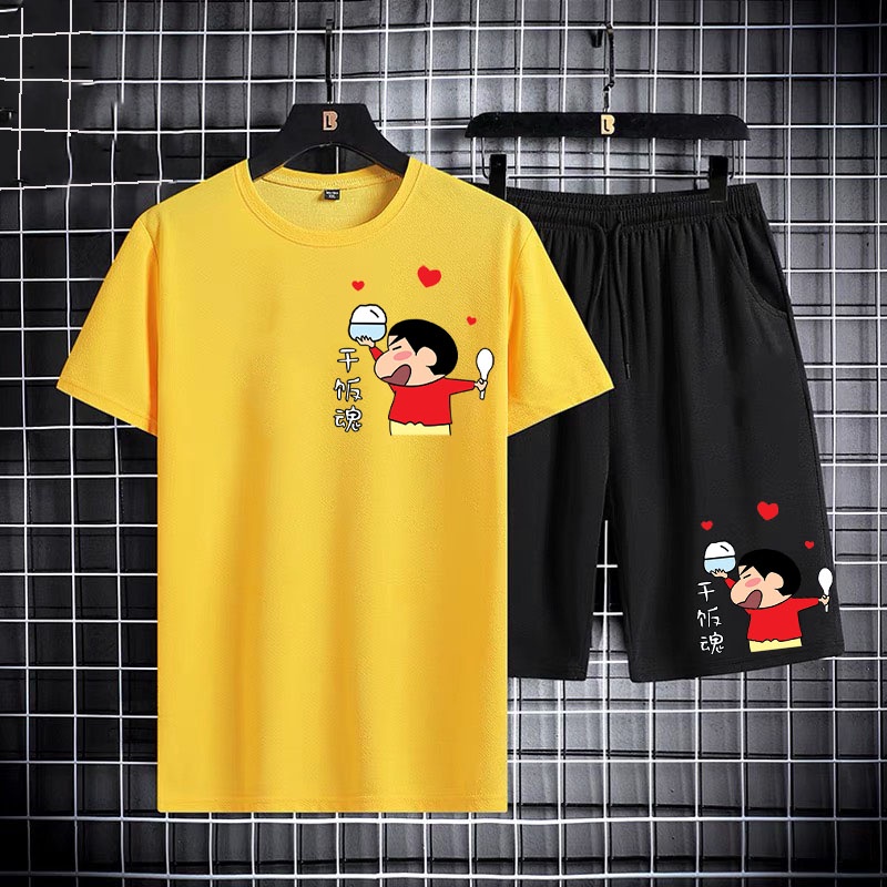 ใหม่ ! ชุดเซ็ทแฟชั่นเสื้อยืดสกรีนลาย+กางเกงขาสั้น ชุดเที่ยว กีฬา ออกกำลังกาย ทุกเทศกาล T718-DK718