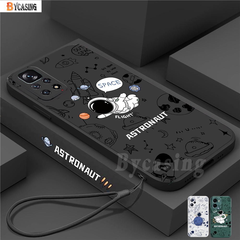 เคสโทรศัพท์มือถือ ยางนิ่ม ลายนักบินอวกาศ พร้อมสายคล้อง สําหรับ Redmi Note 11 Pro Note 11S Redmi 10C 
