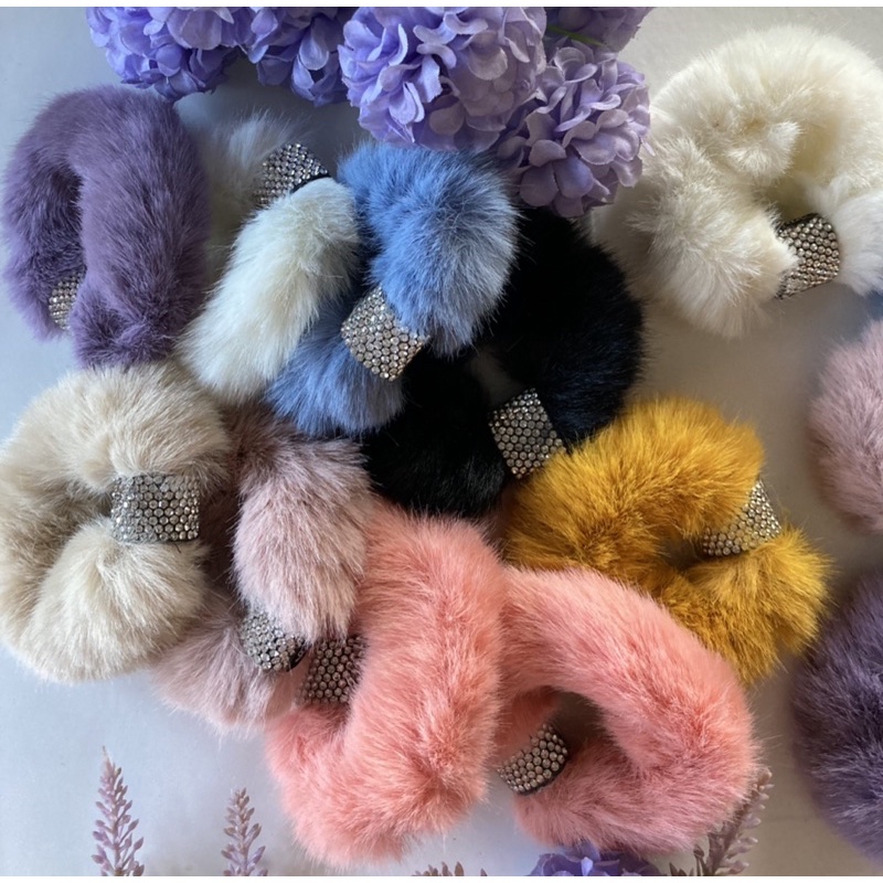 ยางรัดผมแฟชั่น 1ชิ้น))  น่ารักมาก ปุกปุย นุ่มนิ่ม โทนสีพาสเทล อบอุ่น  ใช้ดี - รูปที่ 5