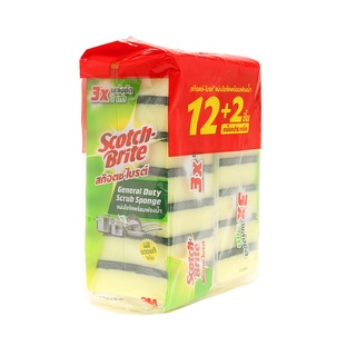 3M Scotch-Brite สก๊อตช์-ไบรต์ ฟองน้ำเล็ก 3x4 (แพ็ค12+2ชิ้น) #XD006002070 | FIXTOOLS SHOPEE